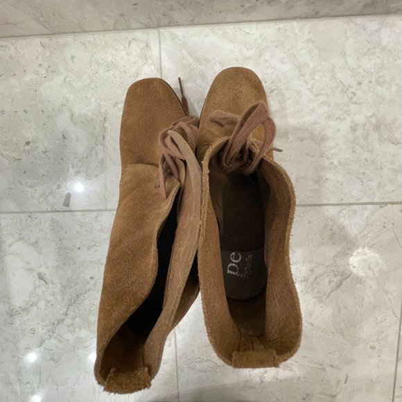 PEDRO GARCIA {36} Carmel suede platform wedge bootie lace up rubber sole - Picture 6 of 8